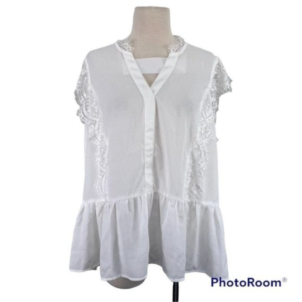 NWT GIBSON White Lace Detailed Tank Top (XXL)